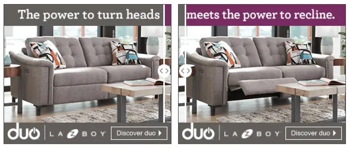 A rich media ad that changes color if you drag the arrows
