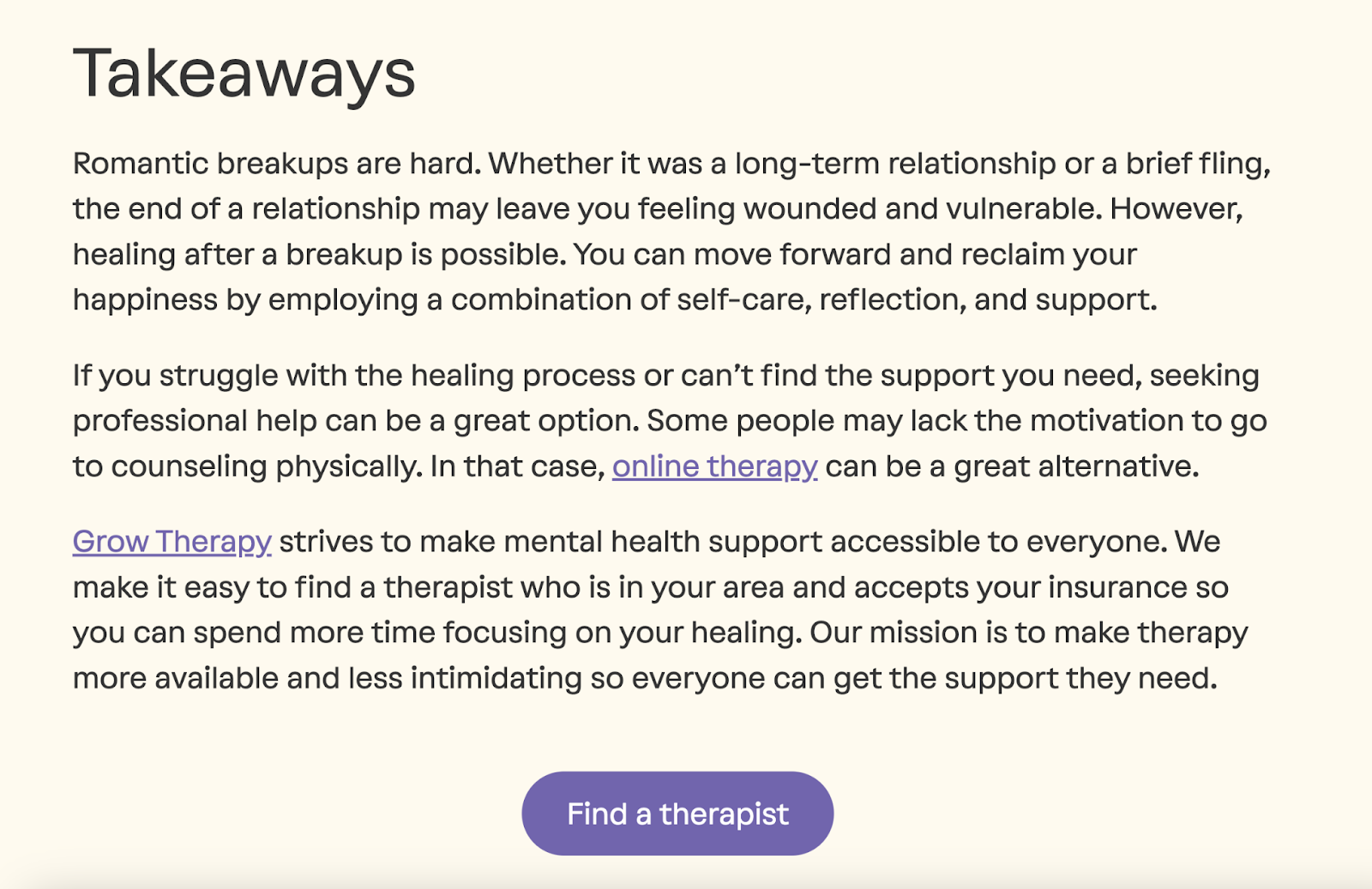 Grow Therapy's article takeaways